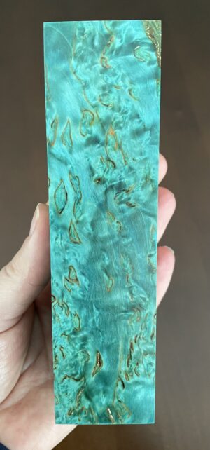 Stabilized Curly birch blank. Dimensions 30*40*151mm.