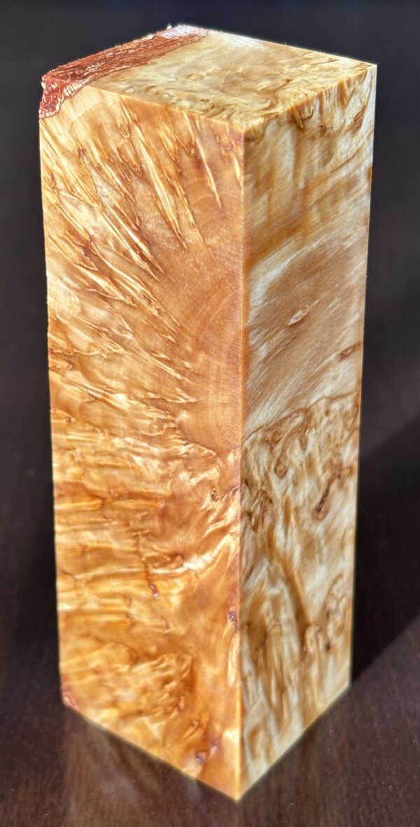 Stabilized Masur birch cross cut handle wood . Dimensions 38x40x125mm - Image 3