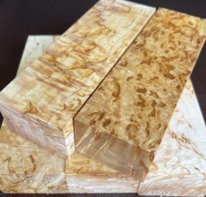 Karelian masur birch handles. Set of 5. Dimensions 30x43x133mm